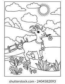 goat coloring page for kids