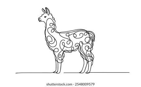 Goat continuous line art drawing style.