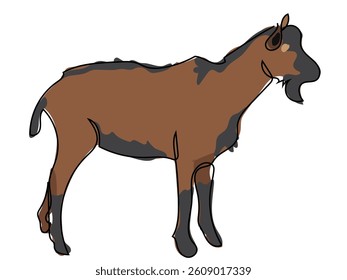 Goat in continuous line drawing style on white background.