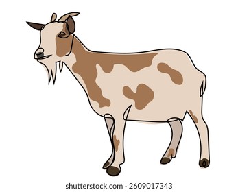 Goat in continuous line drawing style on white background.