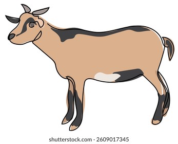 Goat in continuous line drawing style on white background.