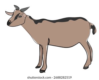 Cabra em linha contínua de desenho estilo