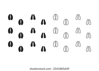 goat and cow footprint vector flat and outline style black color