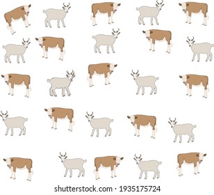 goat and cow on the same pattern