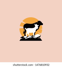 Goat and Cow Silhouette Vector