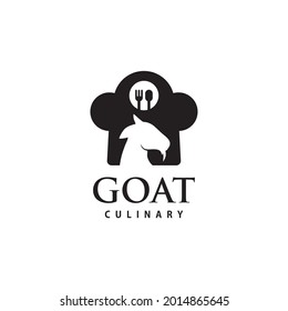 goat cullinary logo design. chef symbol. restaurant icon. vector illustration