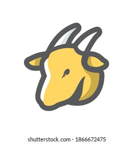 Icono del vector de cabeza lechera de cabra Ilustración de dibujos animados.