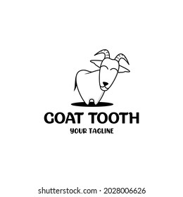 goat dental cartoon logo vector illustration