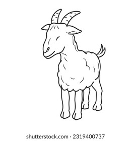 Goat doodle cartoon characters. Best for outline, logo, and coloring book with eid al adha themes