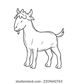 Goat doodle cartoon characters. Best for outline, logo, and coloring book with eid al adha themes