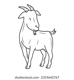 Goat doodle cartoon characters. Best for outline, logo, and coloring book with eid al adha themes