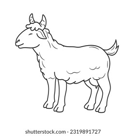 Goat doodle cartoon characters. Best for outline, logo, and coloring book with eid al adha themes