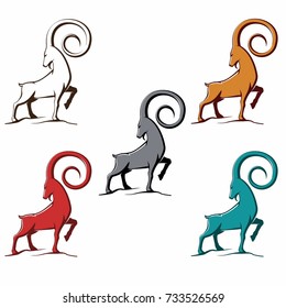 Goat drawing illustration vector logo design