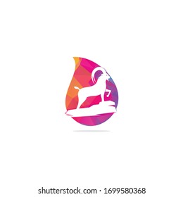 Goat drop shape concept Logo Template Design. Mountain goat vector logo design. Goat head Logo Template vector icon illustration design	
