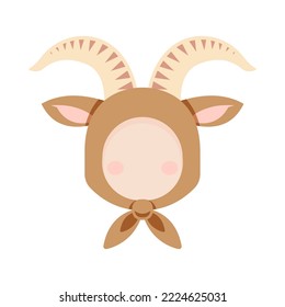 Goat ear face hoodie head icon on a white background. Vector illustration