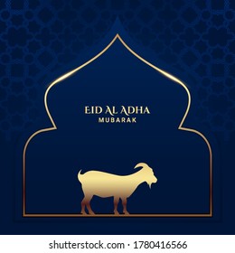 Goat Eid Al Adha Background. Fit for greeting card, poster and other. Vector Illustration.