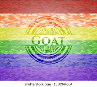 Goat emblem on mosaic background with the colors of the LGBT flag