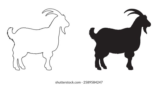 Goat Emblem Silhouette - Bold Goat Outline for Web and Branding
