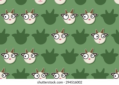 Goat emoticons on green vector background