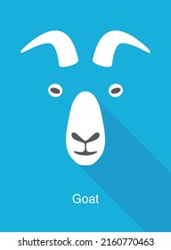 diseño de icono plano de cara de cabra. Serie de iconos de animales, ilustración vectorial