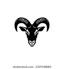 Goat face Logo of animal head silhouette clipart vector, black lamb mascot icon, sheep cartoon symbol illustrator, isolated on white background.