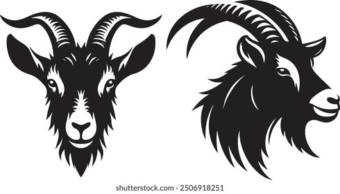 Goat face silhouette Vector with a white background