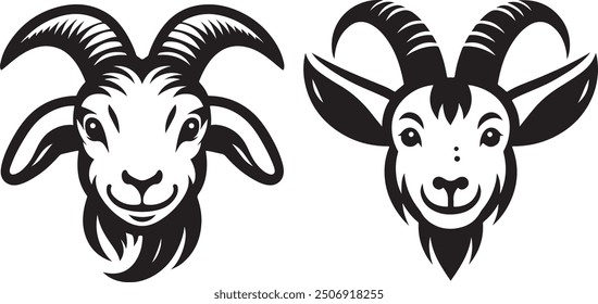 Goat face silhouette Vector with a white background