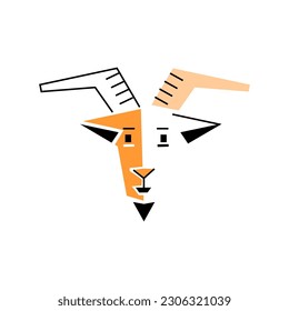 goat face stylized vector abstract symbol, geometry concept