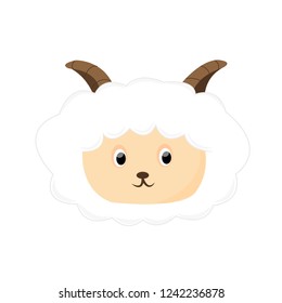 Goat face, vector illustration isolated from white background.