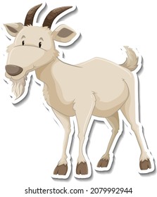 Goat farm animal cartoon sticker illustration