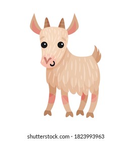 Goat as Farm Animal with Horns Vector Illustration
