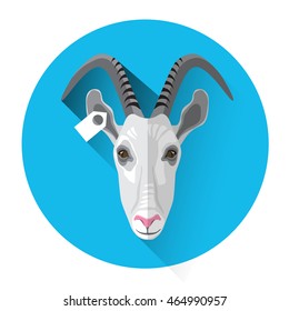 Goat Farm Animal Icon Flat Vector Illustration