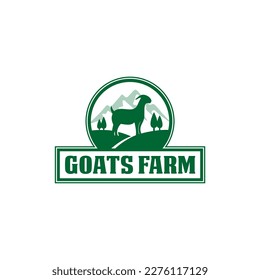 goat farm emblem logo design vector