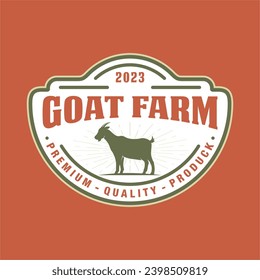 goat farm emblem logo design vector illustration