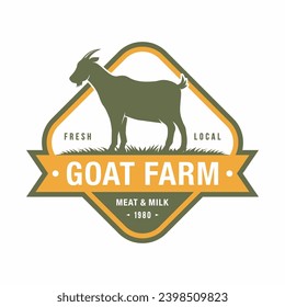 goat farm emblem logo design vector illustration