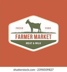 goat farm emblem logo design vector illustration