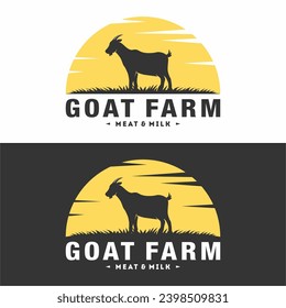 goat farm emblem logo design vector illustration