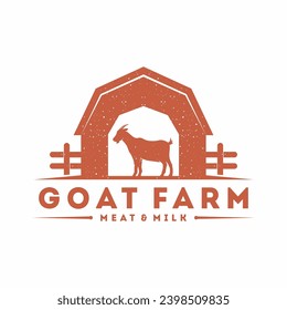 goat farm emblem logo design vector illustration