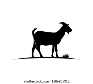 goat farm field vector icon logo design simple flat style template