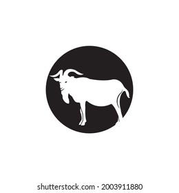 goat farm field vector icon logo design simple flat style template
