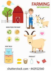 Goat farm infographics,illustration vector.