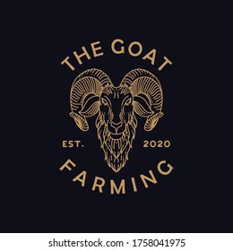 goat farm line art logo design