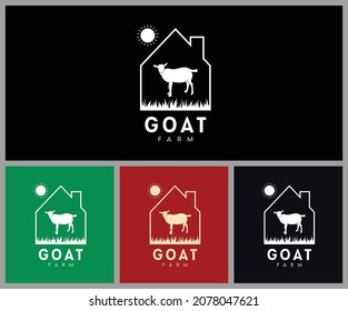 Goat Farm Logo for a Company. Vector Logo Design Template.