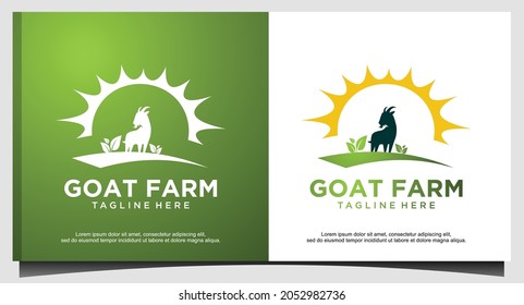 goat farm logo design template