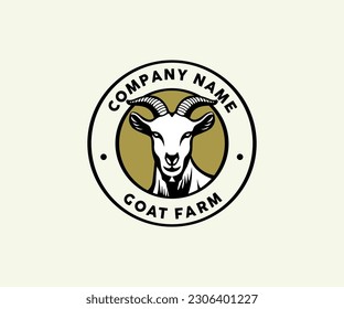Goat farm logo design template, retro style 
