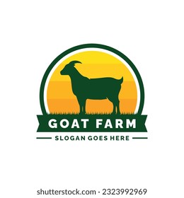 Goat farm logo design vector illustration. Livestock logo vector