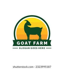 Goat farm logo design vector illustration. Livestock logo vector