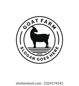 Goat farm logo design vector illustration. Livestock logo vector