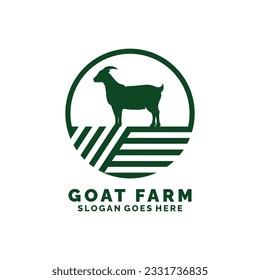 Goat farm logo design vector illustration. Livestock logo vector
