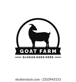 Goat farm logo design vector illustration. Livestock logo vector